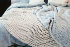 15 blue and grey knit blankets, nejoy the textural look