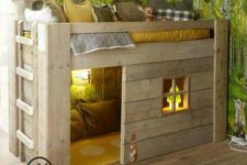 15 forest cabin bed with a private space under it