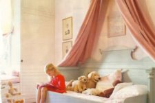 15 mint-colored bed with a pink canopy for a little princess