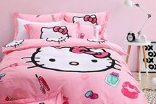 15 pink bedroom for a girl with Hello Kitty bedding