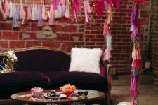 16 lounge decor with pink balloons and tassels