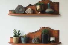 16 mid-century modern shelves with a live edge
