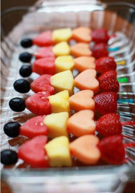 fruit heart-shaped skewers are healthy and still sweet