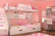 18 shared girl’s bedroom with a bunk bed