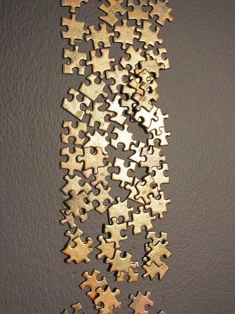 gold puzzle pieces 3D wall art