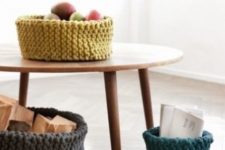 21 knit containers for various stuff is a great idea