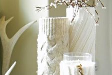 24 knit covers for candles and vases