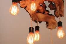 25 stunning live edge wooden chandelier with bulbs