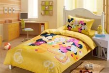 28 yellow room decor with Mickey and Minnie Mouse bedding