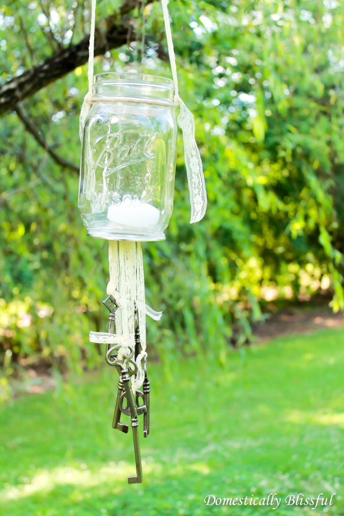 DIY antique key wind chimes with a candle holder