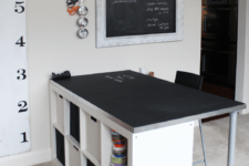 DIY craft room desk with shelves