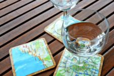 DIY map cork coasters for travel-lovers