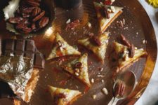 DIY chocolate samosa with salted caramel and pecans
