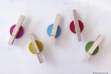 DIY bright color dot magnets with clothespins