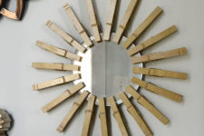 DIY sunburst gold clothespins wreath