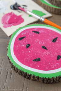 DIY wooden watermelon coasters