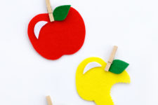 DIY felt clothespins apples for kids