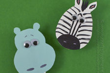 DIY hippo and zebra clothespins magnets