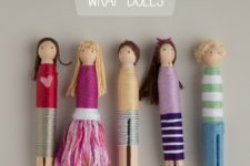 DIY clothespins wrap dolls