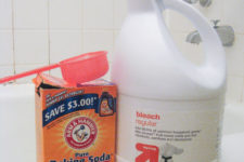 DIY baking soda and bleach grout cleaner