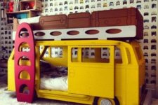03 yellow van bed with storage on the roof