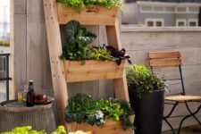 04 designed to resemble a rustic ladder, planting boxes are attached to a cedar frame