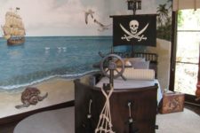 08 pirate ship bed with a wheel and anchors