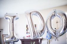 09 I DO silver letter balloons for bridal shower decor