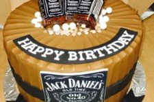 13 Jack Daniels b-day cake topped with bottles