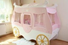 14 cute pink carriage bed with gold wheels