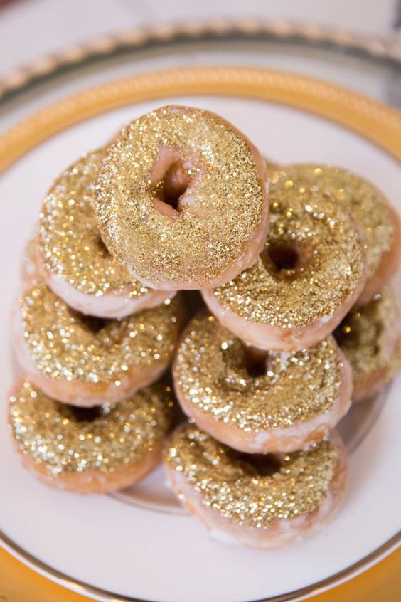 sparkling gold donuts for desserts