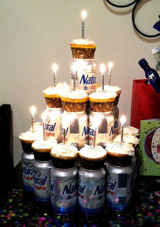 cupcakes and favorite beer instead of a birthday cake