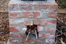 DIY outdoor brick rocket stove