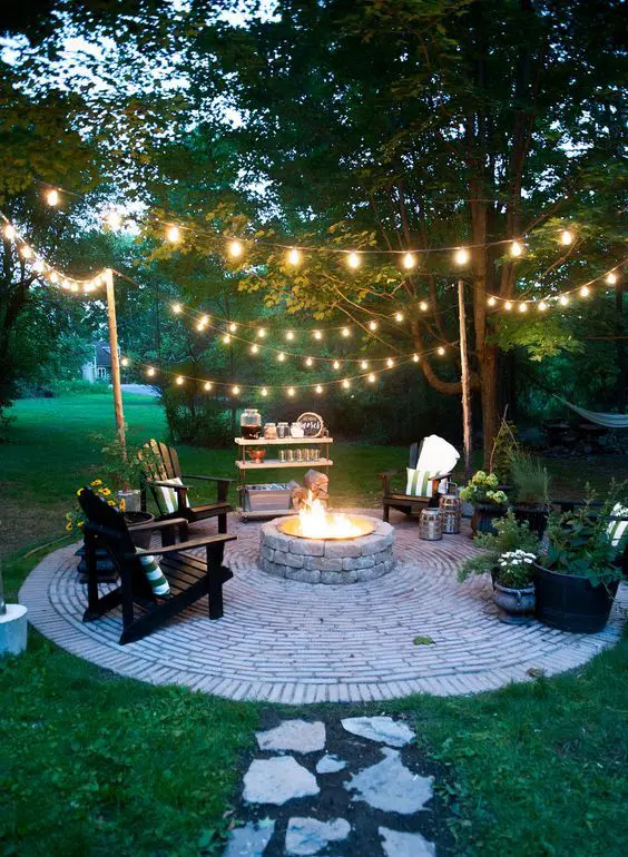 brick is often used for patios with fire pits because it's very safe