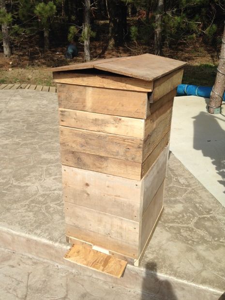 DIY bee hive from old wooden skids