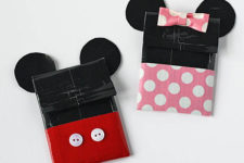 DIY duct tape Mickey and Minnie card holders