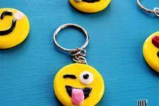 DIY emoji key chains made of clay