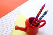DIY clay pen covers in bold rainbow colors