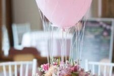 02 a basket with pastel florals and a pink balloon