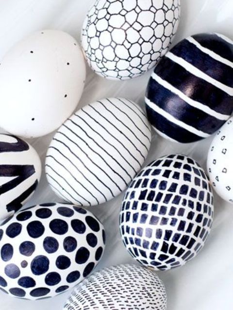 a black Sharpie is the only tool you need to create these eggs in whatever bold graphic you like