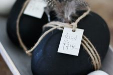 02 black and feather egg decor with twine