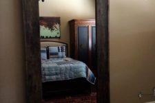 03 dark stained mirror frame barn door is great for space saving