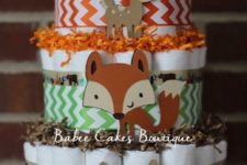 04 three-tiered woodland nappies cake with animal props