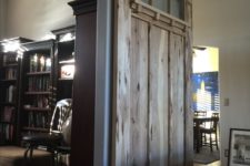 08 simple sliding barn door of hickory and etched glass
