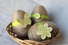 08 twine wrapped Easter eggs with wooden decorations