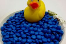 09 blue M&Ms and a duck for a boy’s baby shower
