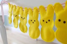 10 bold yellow Easter bunny garland