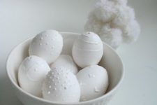 10 modern white textural Easter eggs