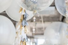 12 white and sheer are popular for engagement balloons, spruce them up with glitter and confetti