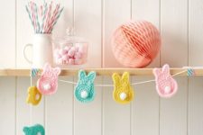 14 pastel crochet bunny garland with tails